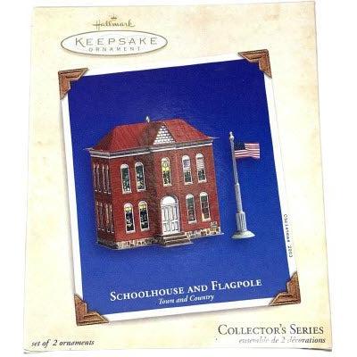 2003 Schoolhouse and Flagpole Hallmark Ornament (Town and Country) QX8247