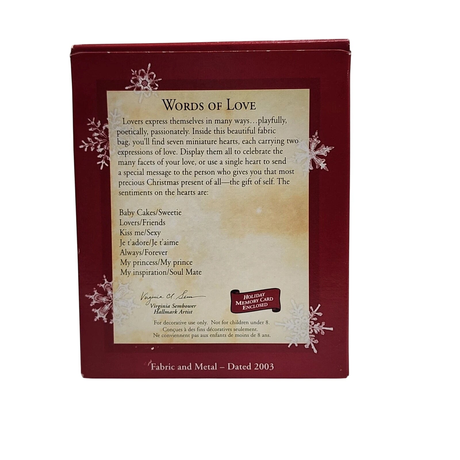2003 Words of Love Hallmark Ornament (Heart) QXG8869