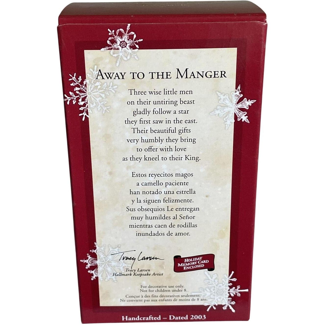 2003 Away to the Manger Hallmark Ornament (Nativity) QXG8669