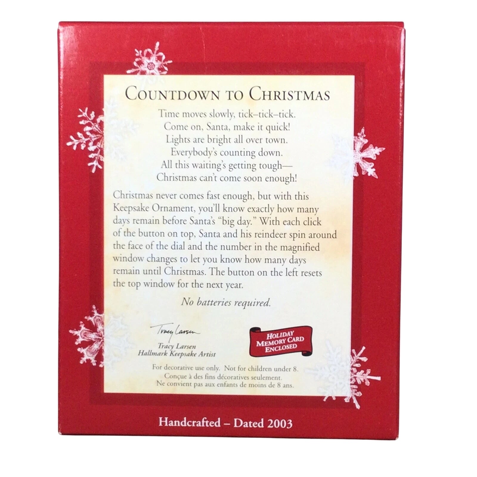 2003 Countdown to Christmas Hallmark Ornament (Clock) QLX7529