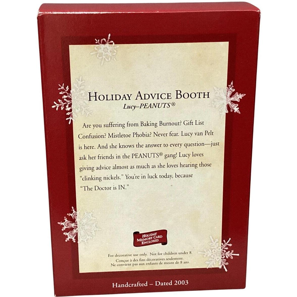 2003 Holiday Advice Booth Lucy Hallmark Ornament (Peanuts) QXI4257