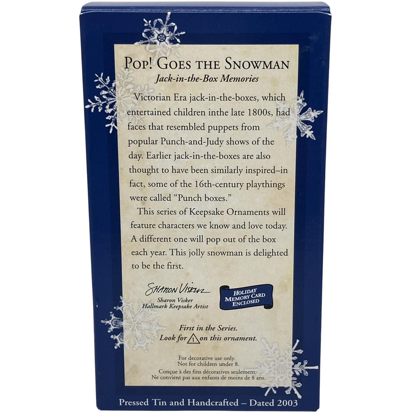 2003 Pop! Goes The Snowman Hallmark Ornament (Jack-in-the-Box Memories) QX8457