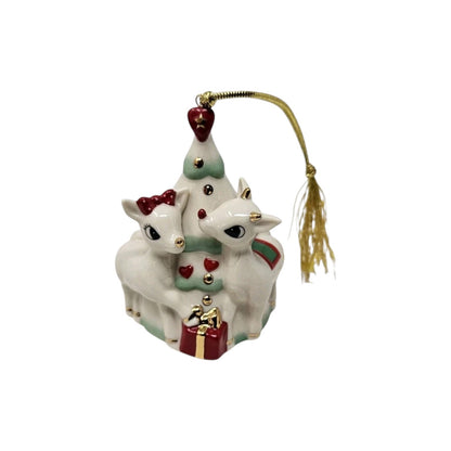 2003 Reindeer with Christmas Tree 3rd in Series Lenox Ornament 6237846 Image1