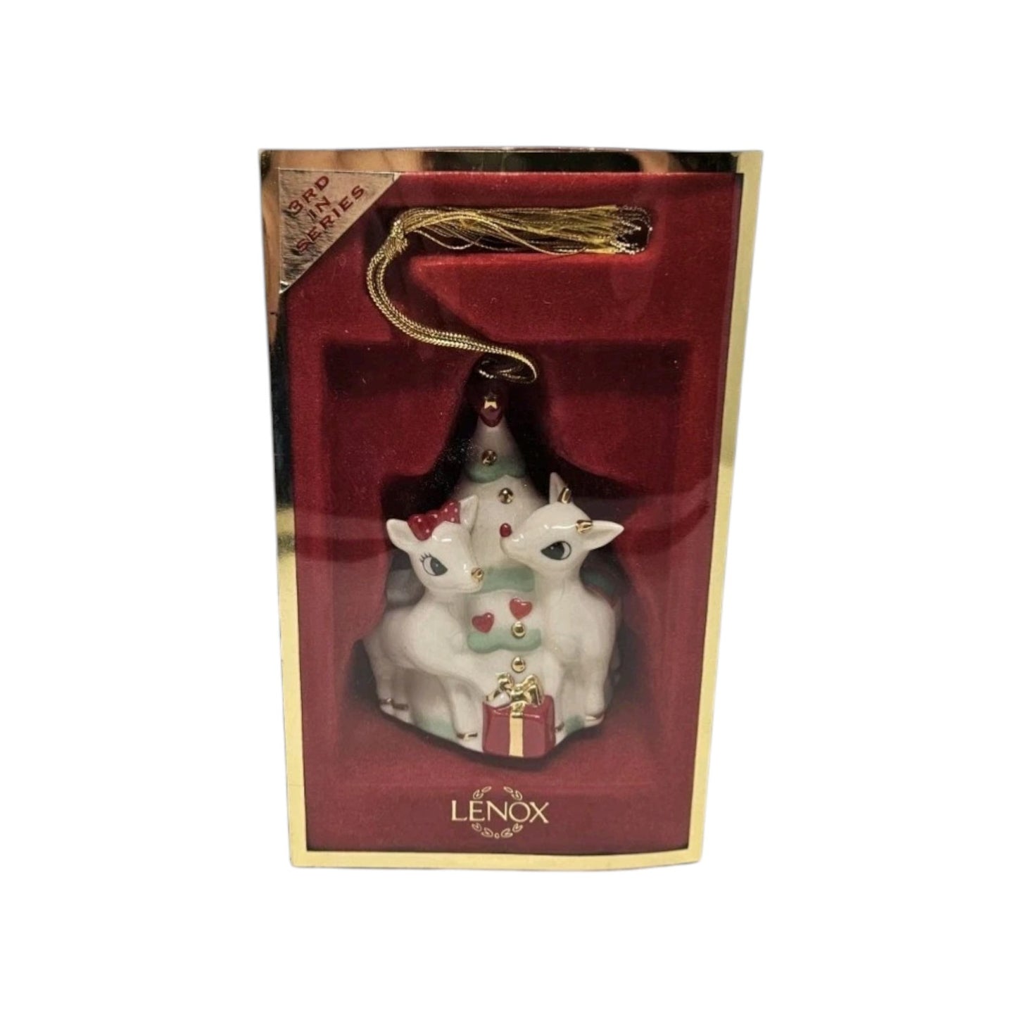 2003 Reindeer with Christmas Tree 3rd in Series Lenox Ornament 6237846 Image2