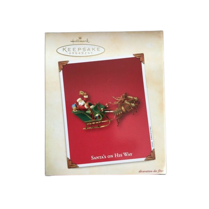 2003 Santa's On His Way Hallmark Ornament (Santa Claus) QXG8809