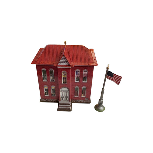 2003 Schoolhouse and Flagpole Hallmark Ornament (Town and Country) QX8247 Image1