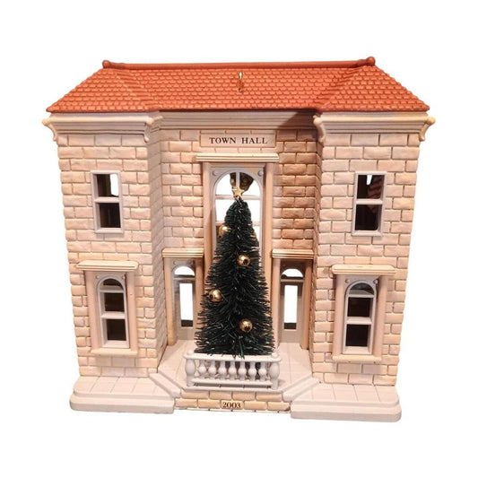2003 Town Hall and Mayor's Christmas Tree Hallmark Ornament (Nostalgic Houses and Shops) QX2467 Image1