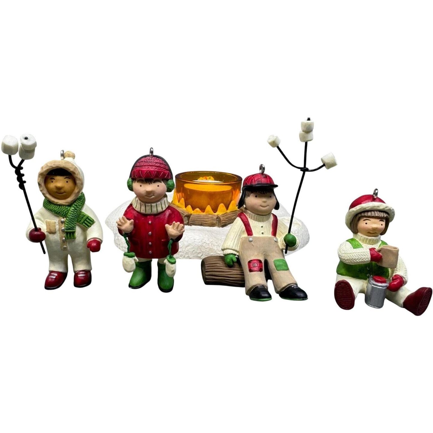 2003 Waiting for Santa! Hallmark Ornament (Candleholder Base with Four Ornaments) QRP4327