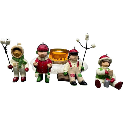 2003 Waiting for Santa! Hallmark Ornament (Candleholder Base with Four Ornaments) QRP4327