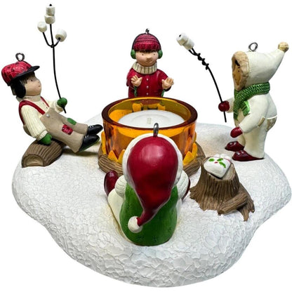 2003 Waiting for Santa! Hallmark Ornament (Candleholder Base with Four Ornaments) QRP4327