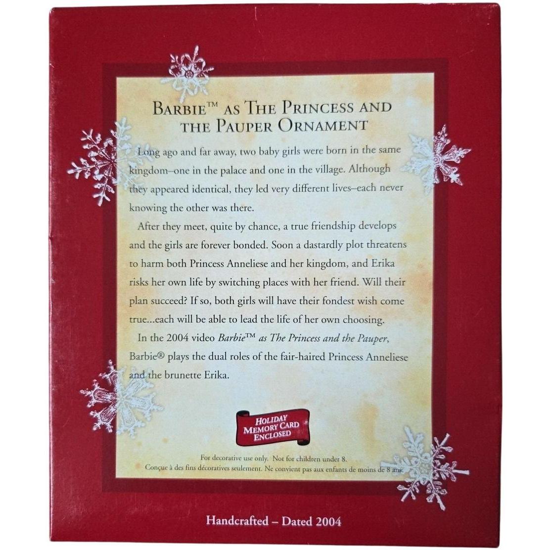 2004 Barbie as the Princess and the Pauper Hallmark Ornament (Barbie As) QXI8614