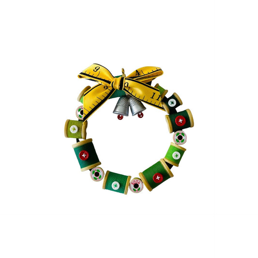 2004 Sew Merry, Sew Bright! Hallmark Ornament (Wreath) QXG5434 Image1