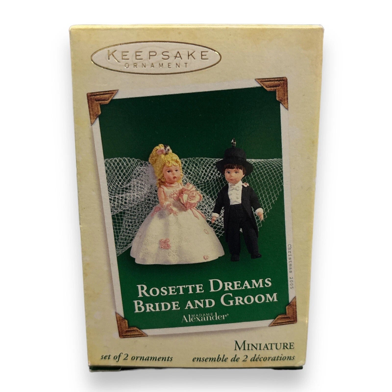 2005 Rosette Dreams Bride and Groom Hallmark Ornament (Madame Alexander) QXM2082