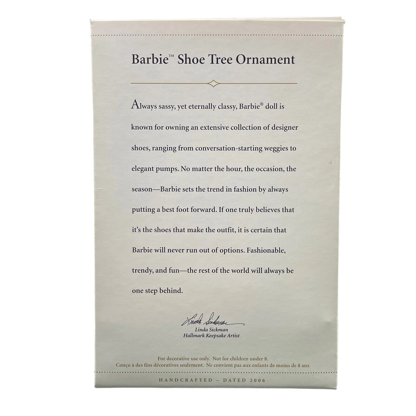 2005 Barbie Shoe Tree Ornament Hallmark Ornament (Barbie) QXI6343