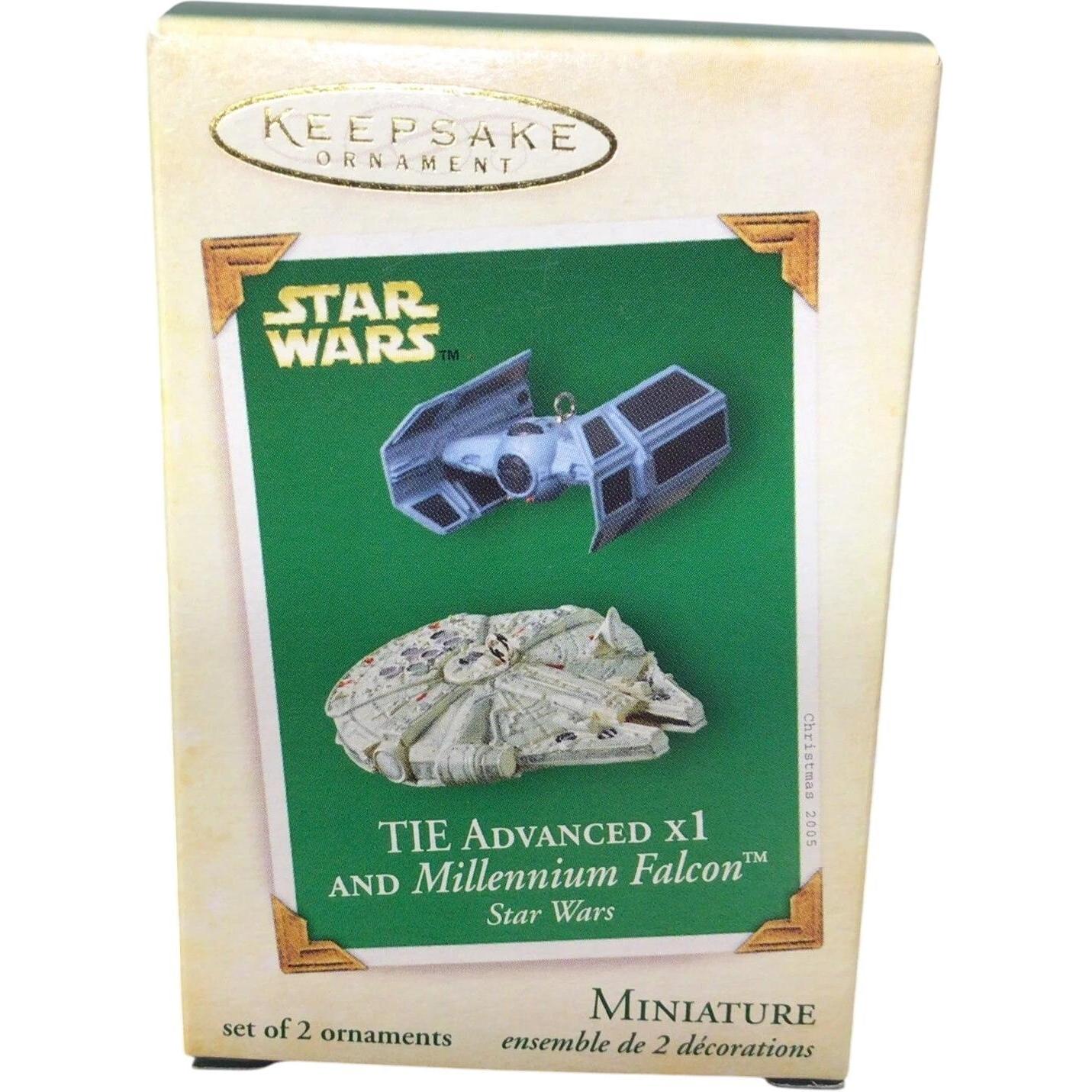 2005 Tie Advanced x1 and Millennium Falcon Hallmark Ornament (Star Wars) QXM2085