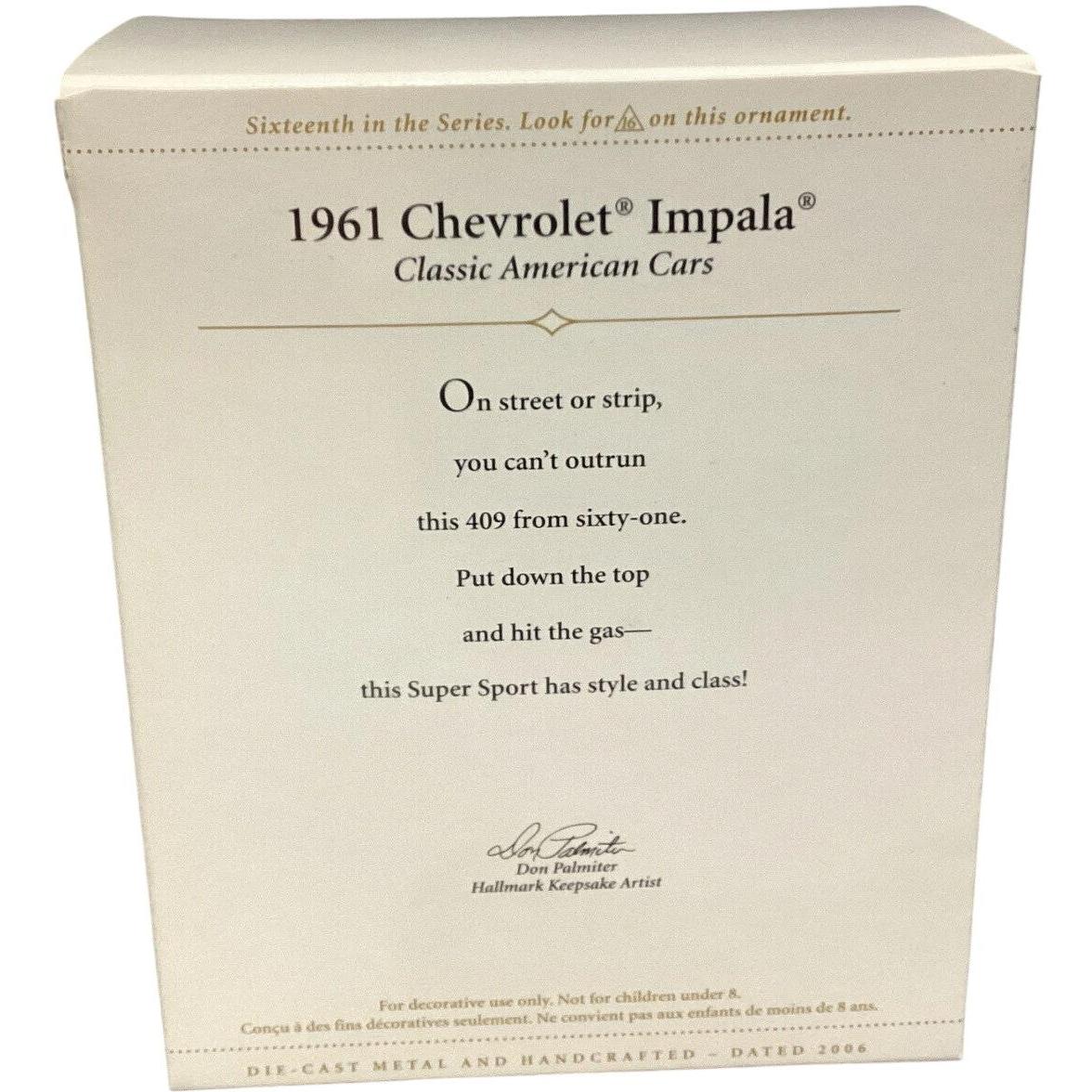2006 Hallmark Ornament (1961) Chevrolet Impala Hallmark Ornament (Classic American Cars) QX2356