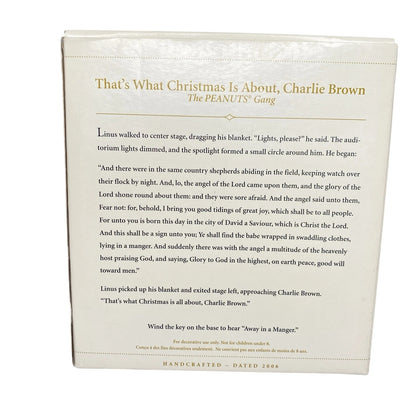 2006 That's What Christmas Is About, Charlie Brown Hallmark Ornament (Peanuts) QFM3316