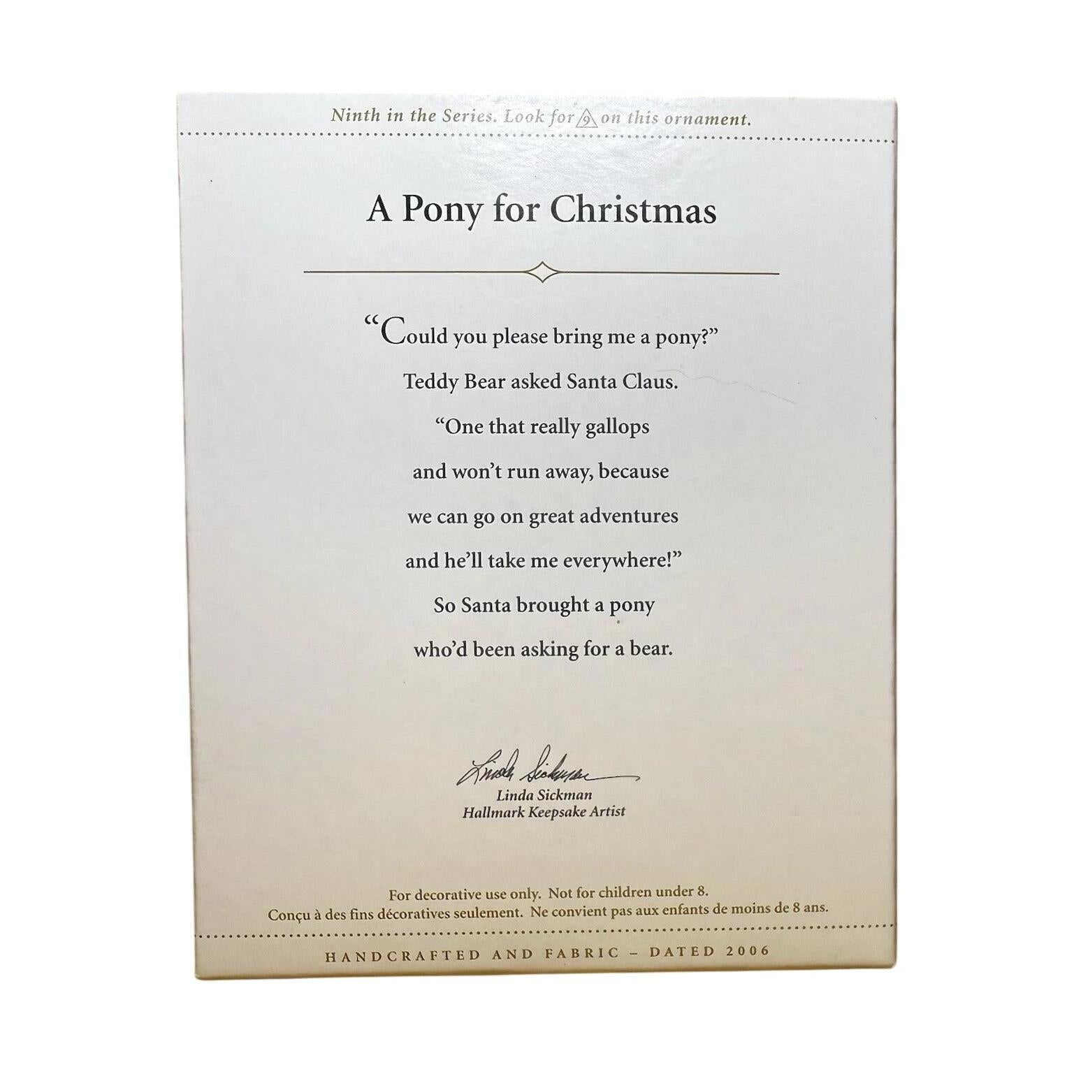 2006 A Pony for Christmas Hallmark Ornament (A Pony for Christmas) QX2496 Image6
