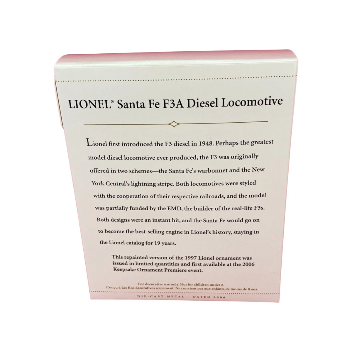 2006 Lionel Santa Fe F3A Diesel Locomotive Repaint Hallmark Ornament (Lionel) QXE3233 Image6
