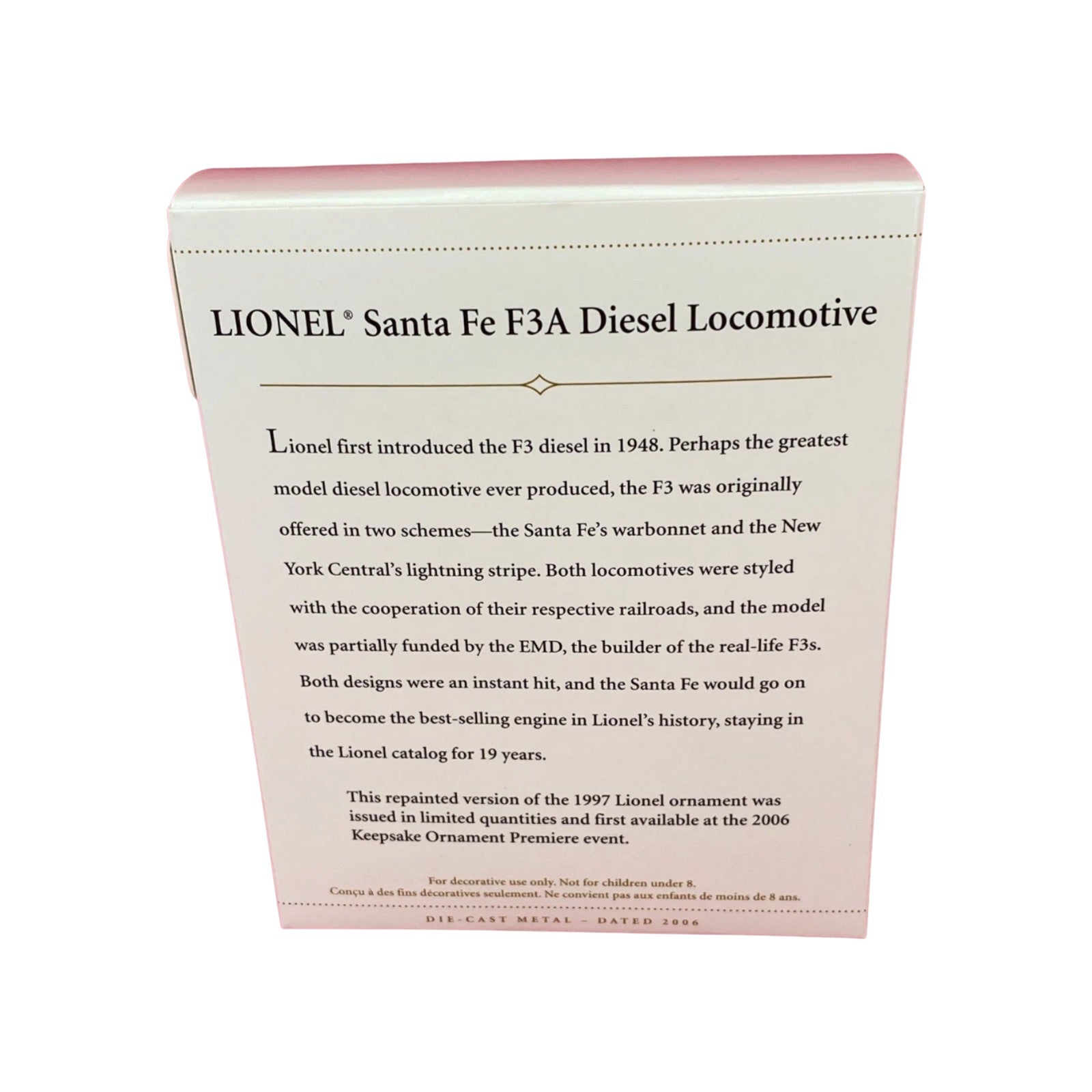 2006 Lionel Santa Fe F3A Diesel Locomotive Repaint Hallmark Ornament (Lionel) QXE3233 Image6