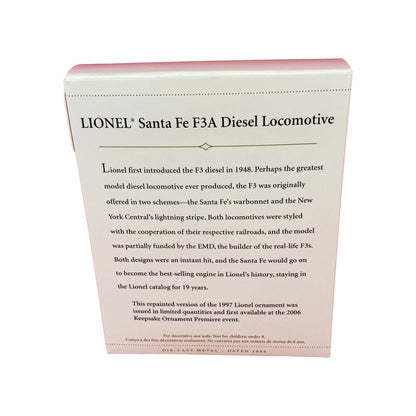 2006 Lionel Santa Fe F3A Diesel Locomotive Repaint Hallmark Ornament (Lionel) QXE3233 Image6