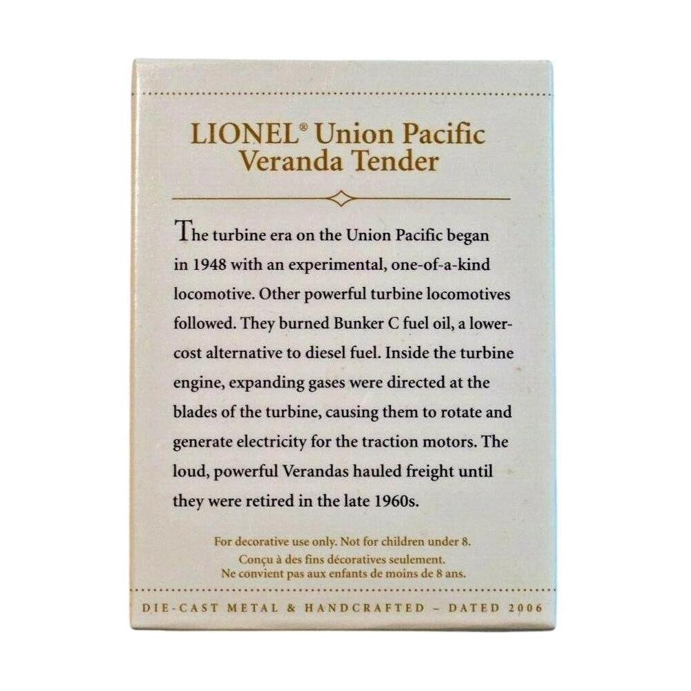 2006 Lionel Union Pacific Veranda Tender Hallmark Ornament (Lionel) QXI6173 Image6