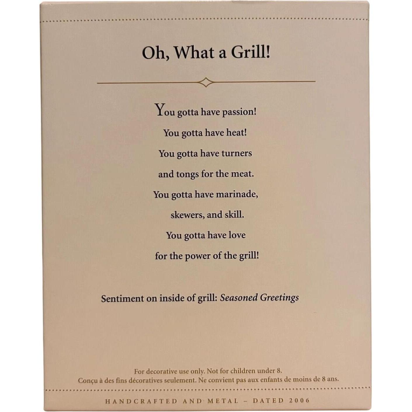 2006 Oh, What a Grill! Hallmark Ornament (Grill) QXG2443