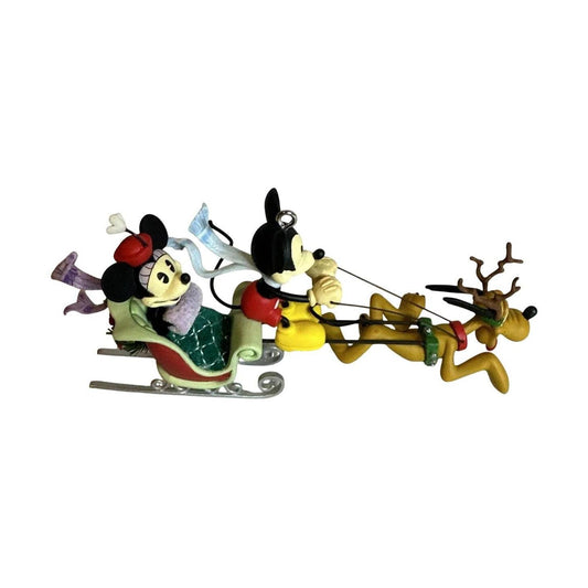2006 Sleigh Ride Hallmark Ornament (Mickey, Minnie, and Pluto) QXD8313 Image1