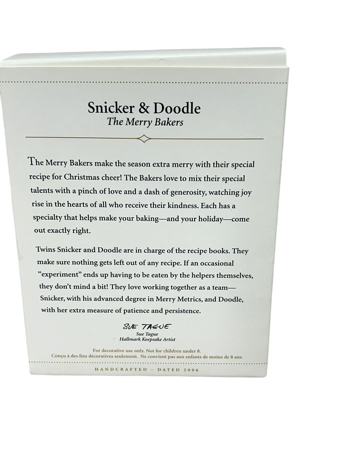 2006 Snicker & Doodle Hallmark Ornament (The Merry Bakers) QP1743