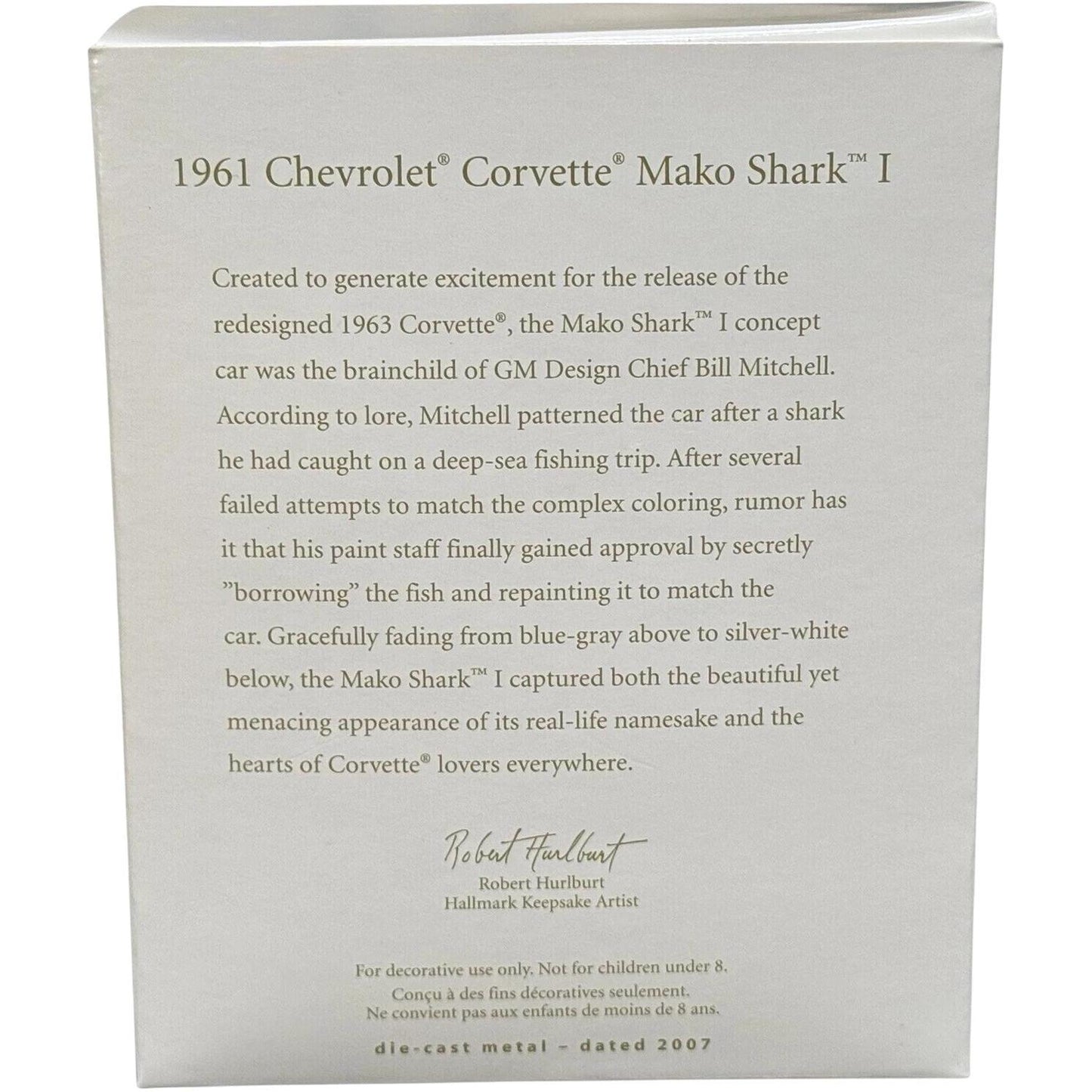 2007 Hallmark Ornament (1961) Corvette Mako Shark I Hallmark Ornament (Classic American Cars) QXI2147