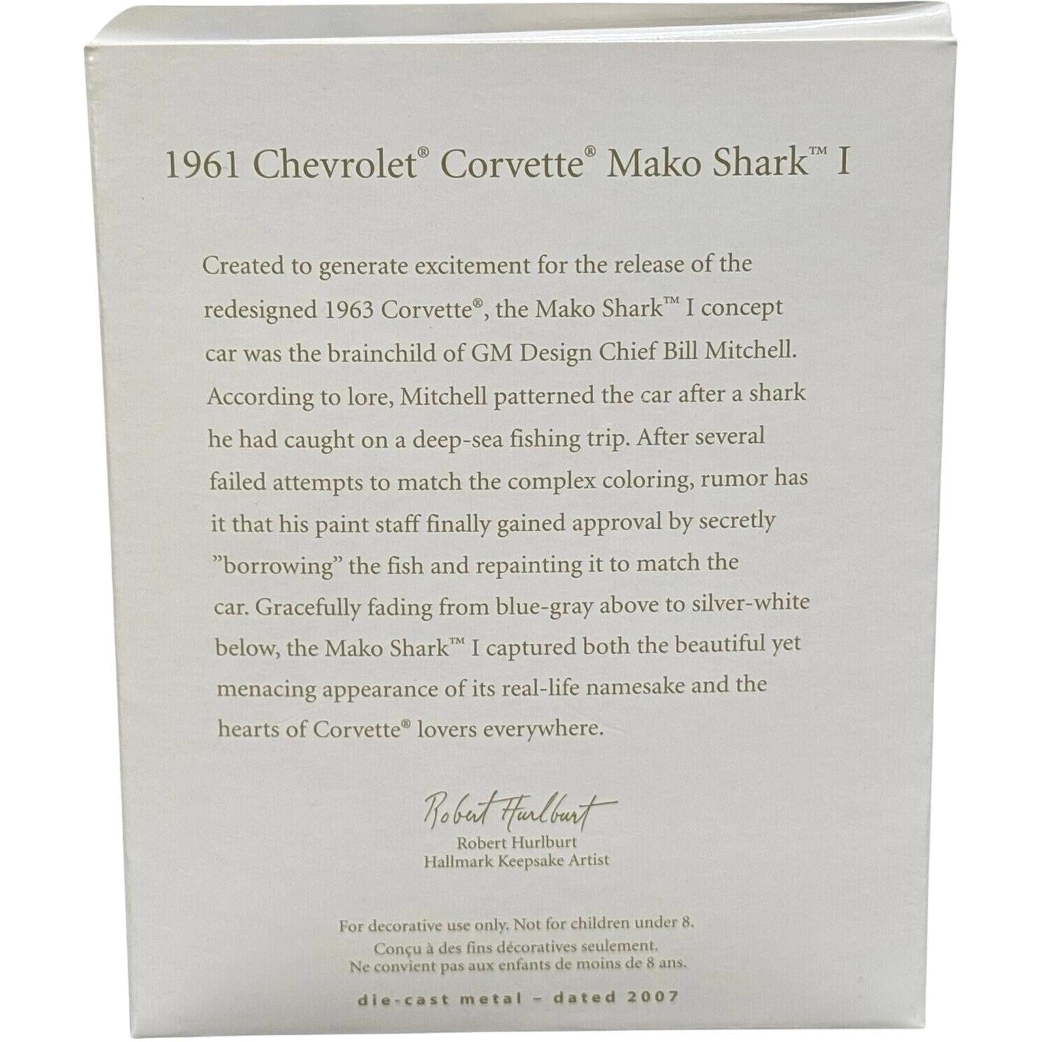 2007 Hallmark Ornament (1961) Corvette Mako Shark I Hallmark Ornament (Classic American Cars) QXI2147