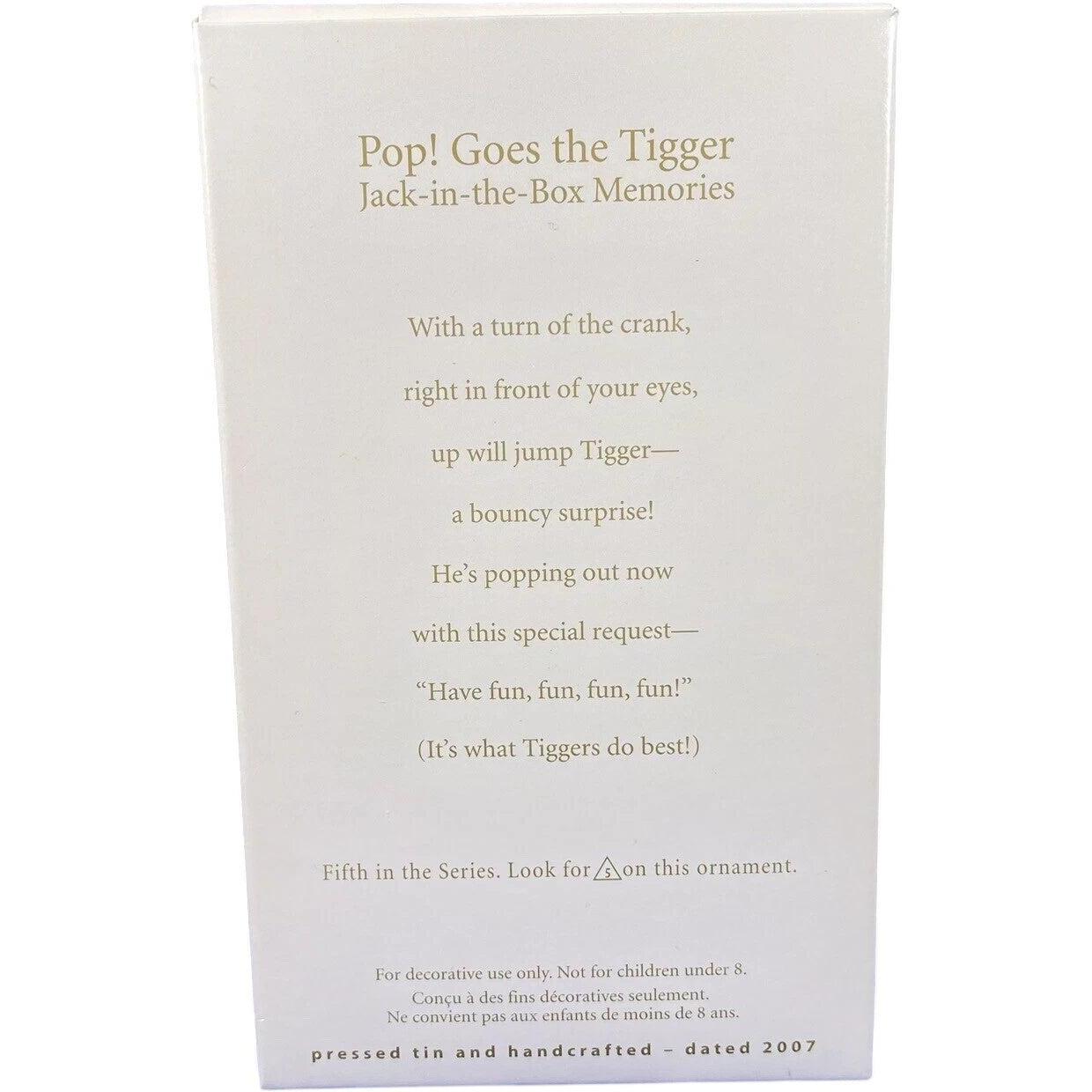 2007 Pop! Goes the Tigger Hallmark Ornament (Jack-in-the-Box Memories) QX4237