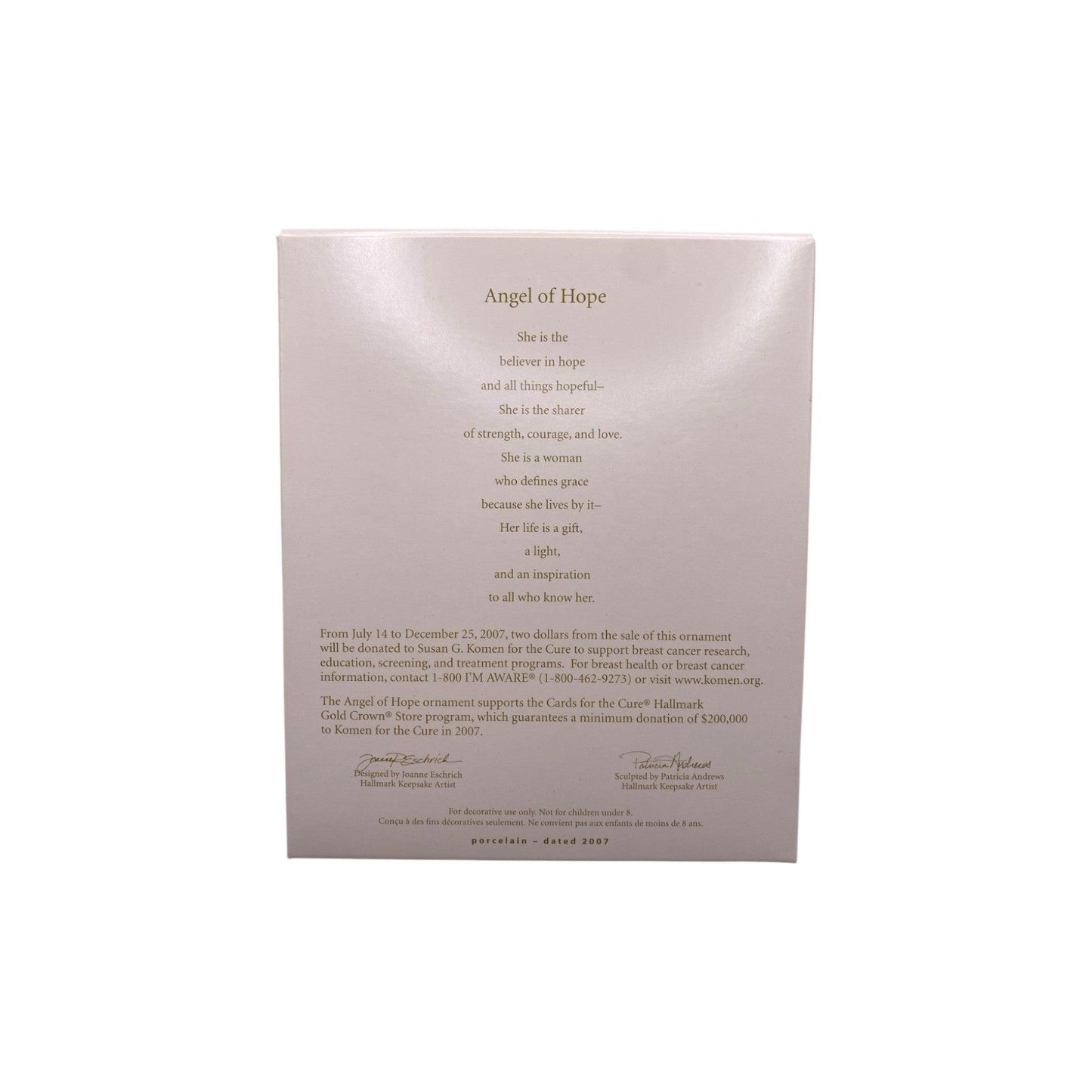 2007 Angel of Hope Hallmark Ornament (Susan G Komen) QXG6267 Image6