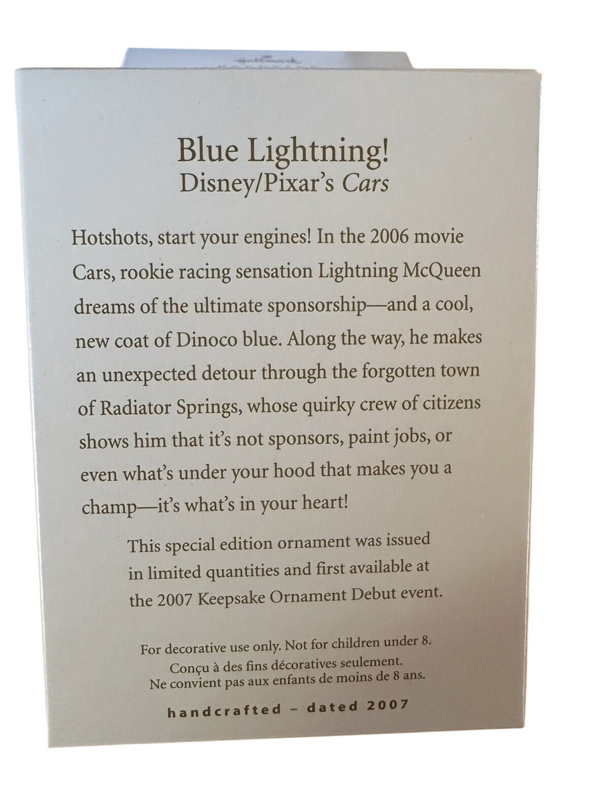 2007 Blue Lightning! Hallmark Ornament (Cars) QXE9127