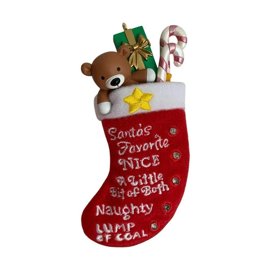 2007 Naughty-or-Nice Stocking Hallmark Ornament (Stocking) QHF3087 Image1