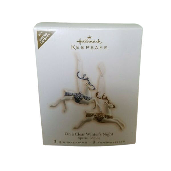 2007 On a Clear Winter's Night Hallmark Ornament (Reindeer) QXE9069
