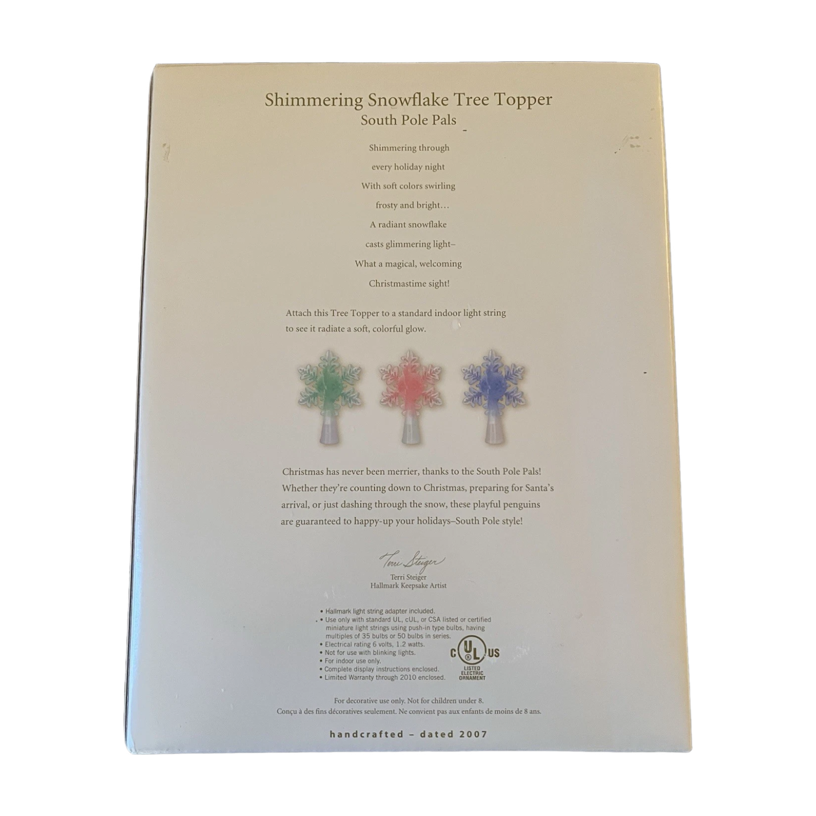 2007 Shimmering Snowflake Tree Topper Hallmark Ornament (Snowflake) QXT8329 Image5