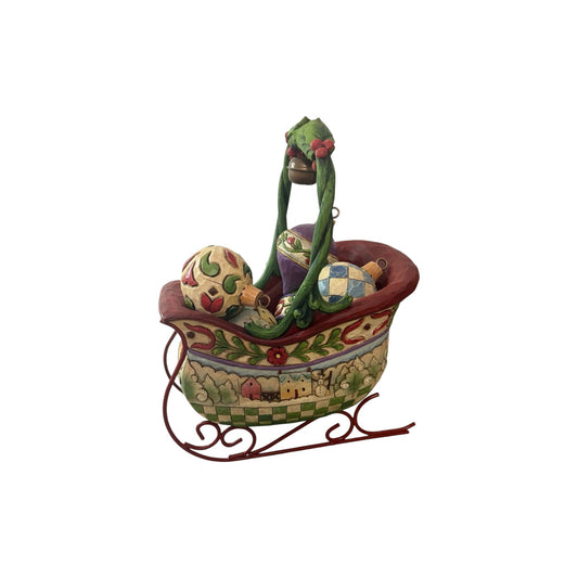 2007 Sleigh Bells Ring Set of 6 Christmas Sleigh with Hanging Ornament Figurine Jim Shore Enesco Ornament 4009195 Image1