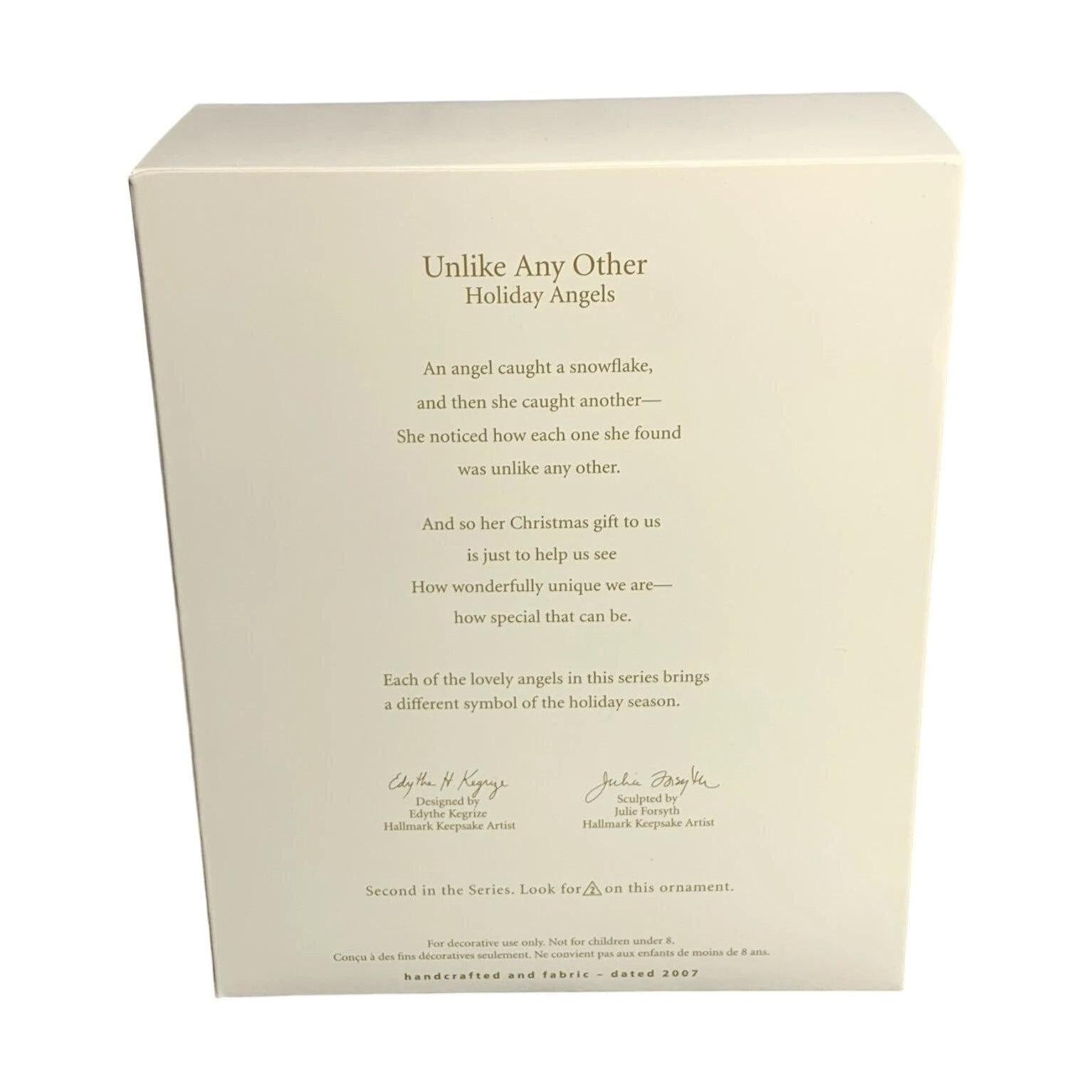 2007 Unlike Any Other Hallmark Ornament (Holiday Angels) QX7167 Image6