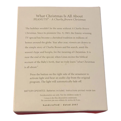 2007 What Christmas Is All About Hallmark Ornament (Peanuts) QXI7639