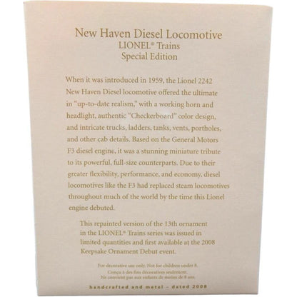 2008 New Haven Diesel Locomotive Lionel Special Edition Hallmark Ornament (Lionel) QXE9071