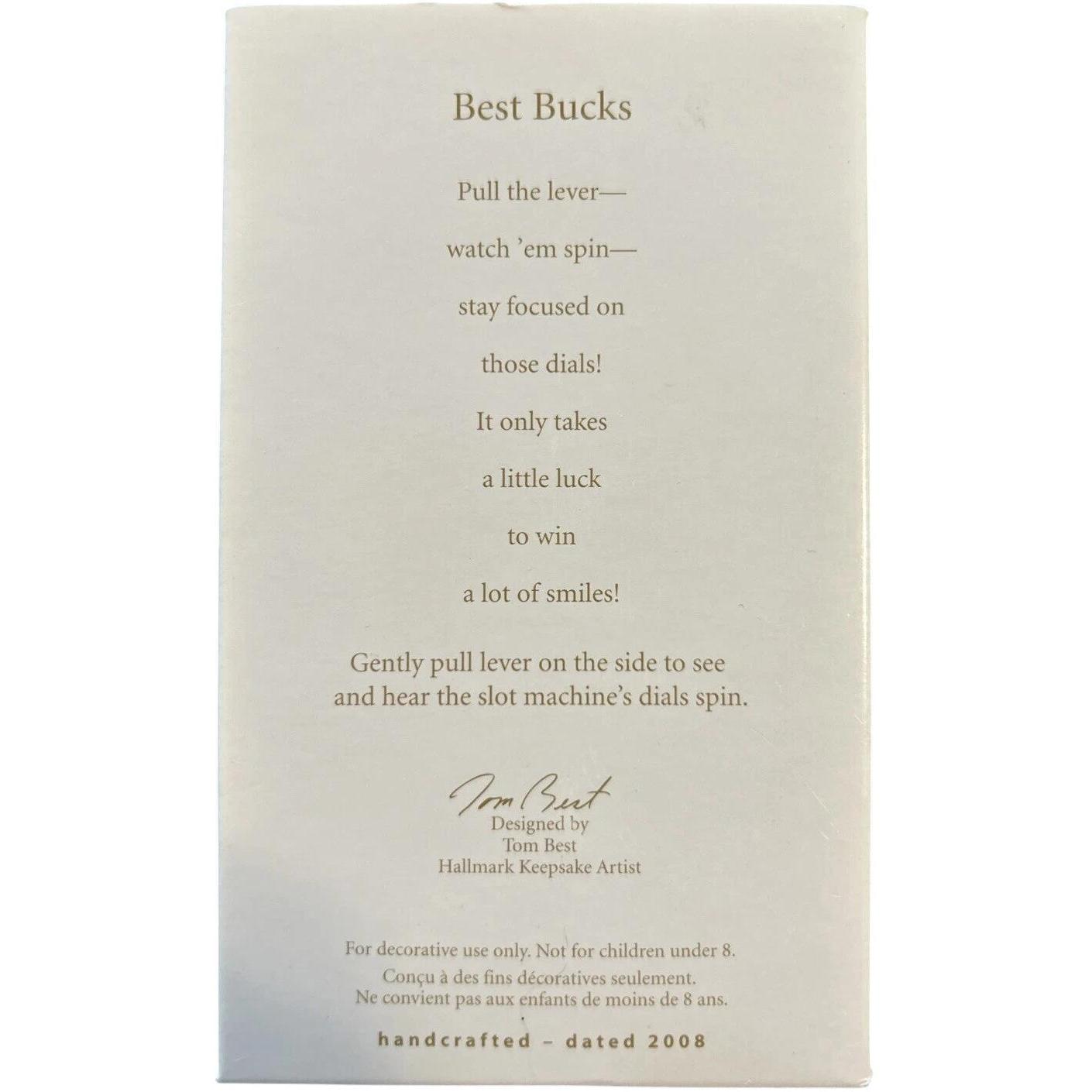 2008 Best Bucks Hallmark Ornament (Slot Machine) QXG2094