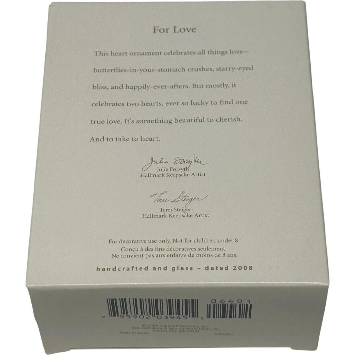 2008 For Love Hallmark Ornament (Heart) QXG6401