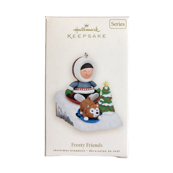 2008 Sledding Hallmark Ornament (Frosty Friends) QX7064