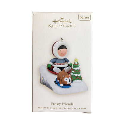 2008 Sledding Hallmark Ornament (Frosty Friends) QX7064