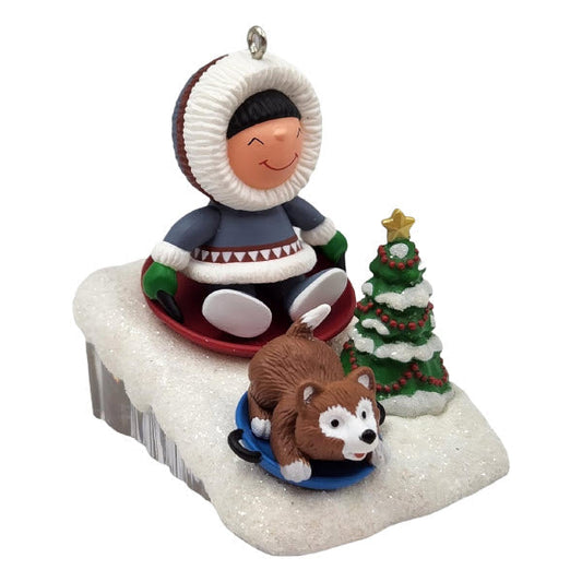 2008 Sledding Hallmark Ornament (Frosty Friends) QX7064