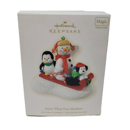 2008 Snow What Fun Sledders Hallmark Ornament (Snowmen) QK4004