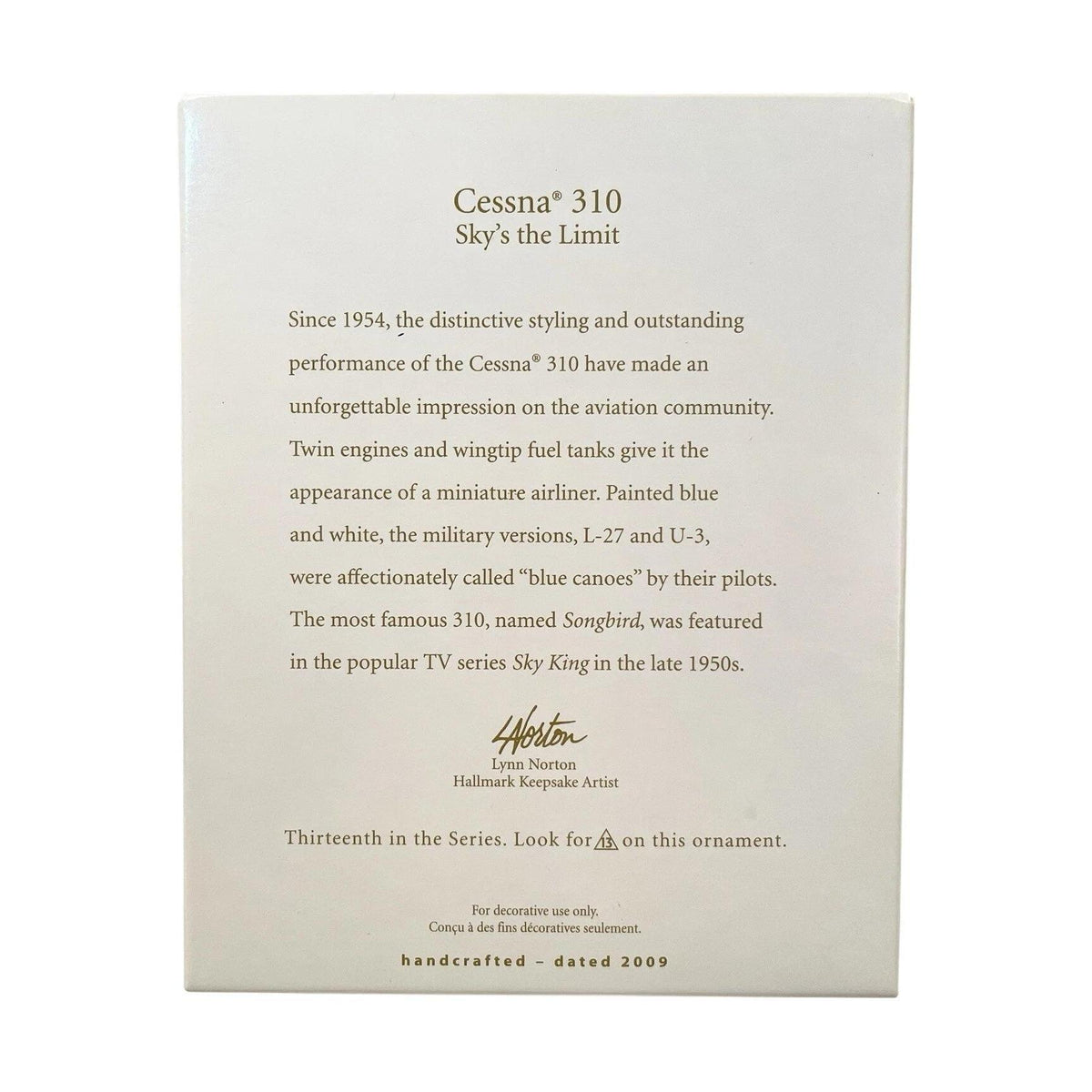 2009 Cessna 310 Hallmark Ornament (Sky's the Limit) QX8302 Image7
