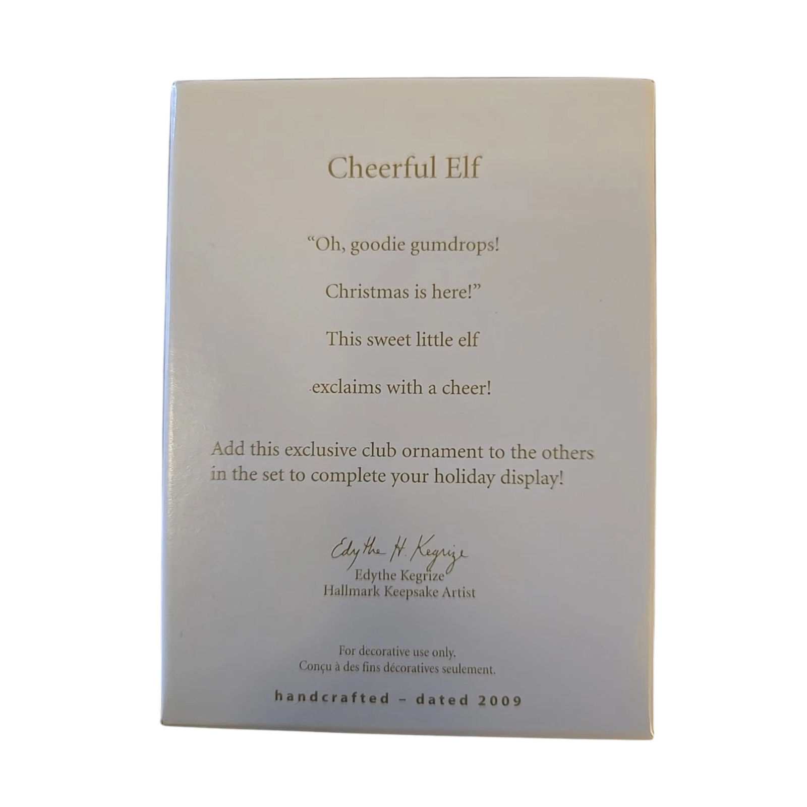 2009 Cheerful Elf Hallmark Ornament (Santa's Sleigh) QXC9035