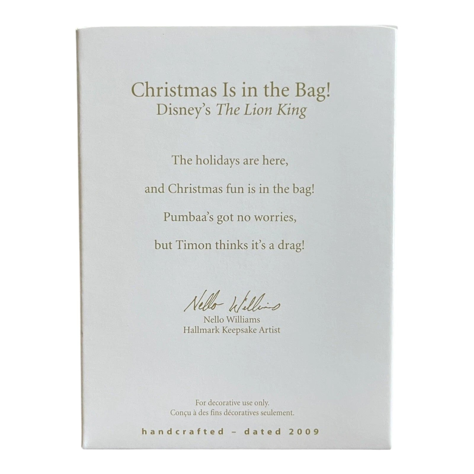 2009 Christmas Is in the Bag! Hallmark Ornament (Lion King) QXD2075 Image8